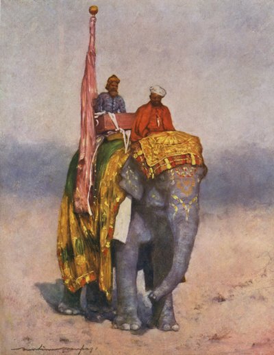 Wealthy man riding an elephant by Mortimer Ludington Menpes